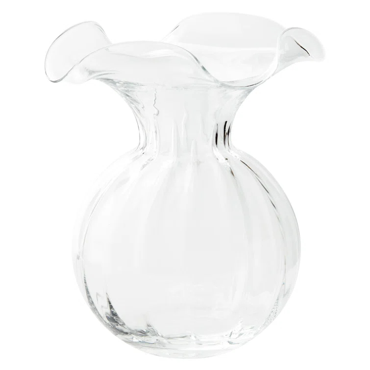 Elegant Clear Glass Fluted Vase for Bouquets