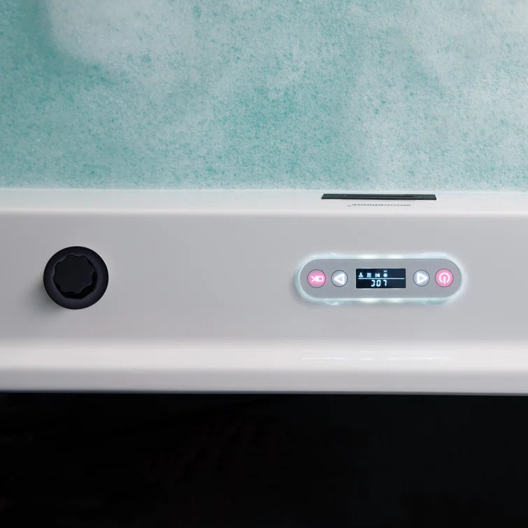 72" x 35-3/8" Whirlpool and Air Bath Heated Soaking Combination Tub with Wide Rim, LED Control Panel