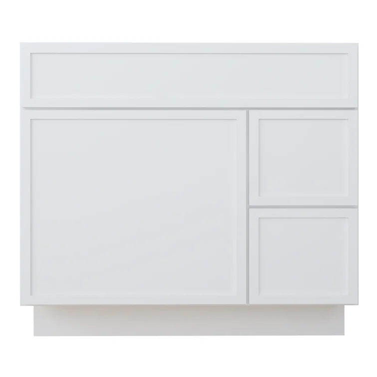 36" W Birch Plywood Freestanding Single Base 2 Drawers Storage Cabinet with Soft Close Door