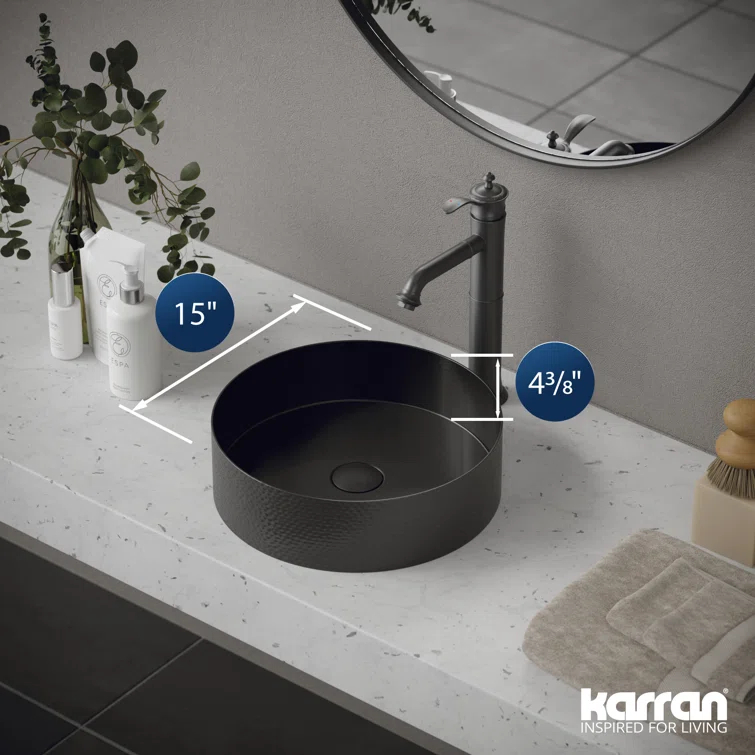 Karran Cinox 15'' Stainless Steel Circular Bathroom Sink