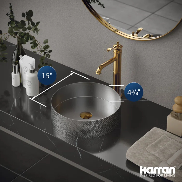 Karran Cinox 15'' Stainless Steel Circular Bathroom Sink