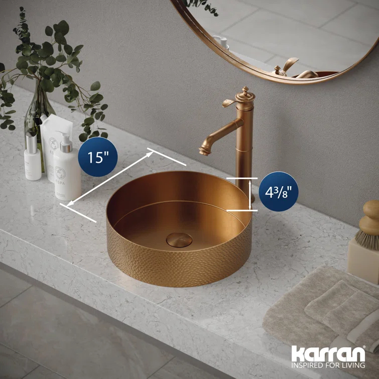 Karran Cinox 15'' Stainless Steel Circular Bathroom Sink