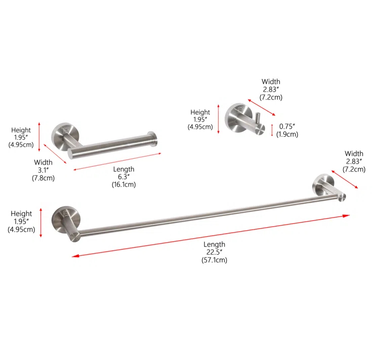 Freya 3 - Piece Bathroom Hardware Set
