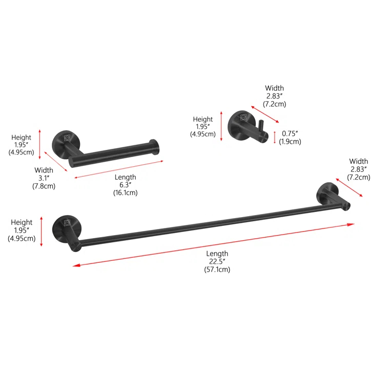 Freya 3 - Piece Bathroom Hardware Set