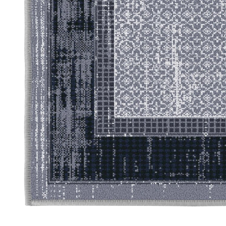Non-Slip Bordered Area Rug For Living Room, Hallway Runner, Entryway Rug
