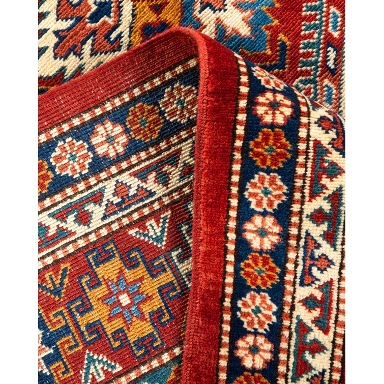 One of a Kind Hand Made Tribal Tribal Wool Area Rug Orange 5 x 8