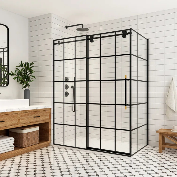 Puente 60'' W 78'' H Framed Rectangle Reversible Shower Enclosure