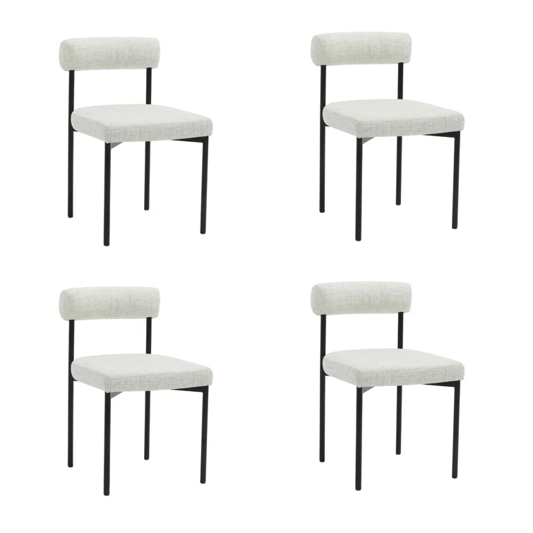 4-Piece Upholstered Metal Stool