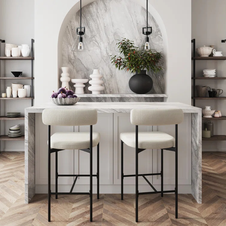 Upholstered Metal Stool (2-Piece Set)