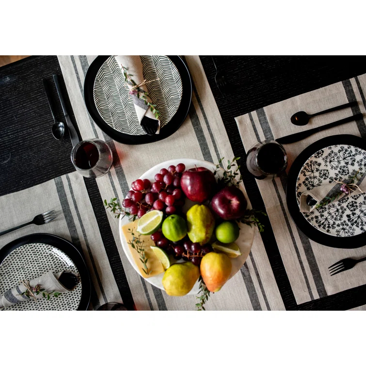 Solino Home French Stripe - 100% Pure Linen Placemats (Set of 4)