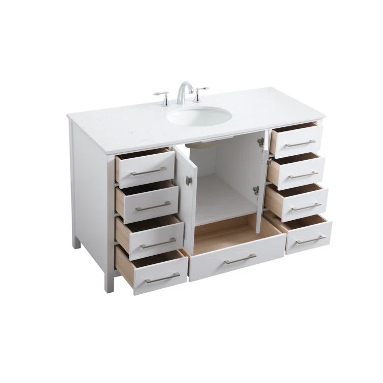 Irene 54'' Single Bathroom Vanity with Engineered Marble Top