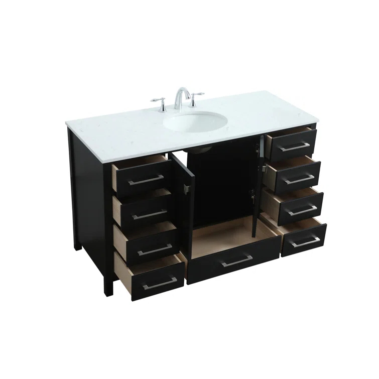 Irene 54'' Single Bathroom Vanity with Engineered Marble Top