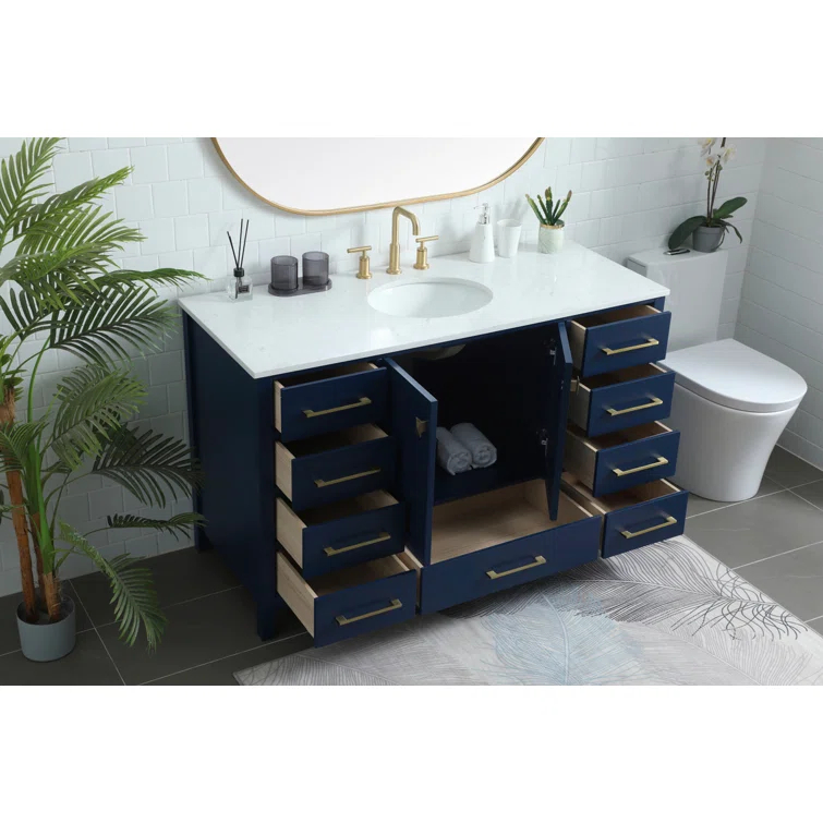 Irene 54'' Single Bathroom Vanity with Engineered Marble Top