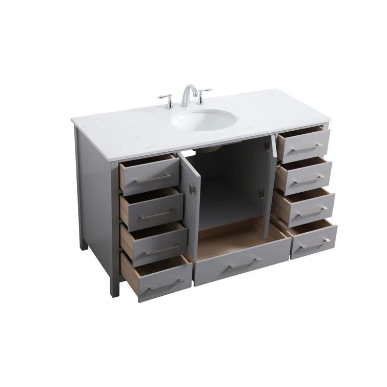 Irene 54'' Single Bathroom Vanity with Engineered Marble Top