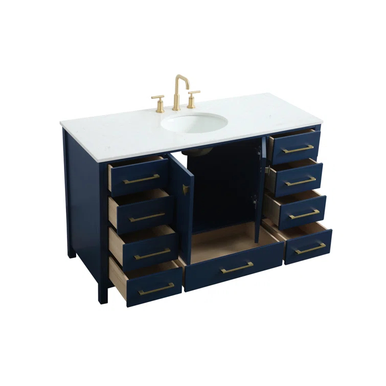 Irene 54'' Single Bathroom Vanity with Engineered Marble Top