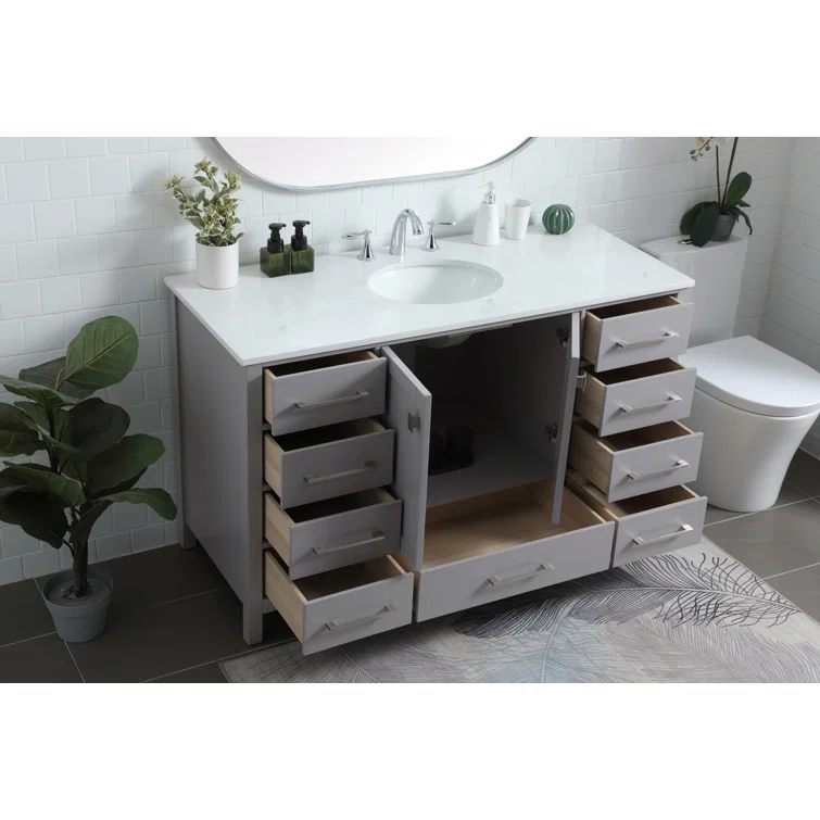 Irene 54'' Single Bathroom Vanity with Engineered Marble Top