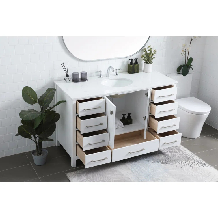 Irene 54'' Single Bathroom Vanity with Engineered Marble Top