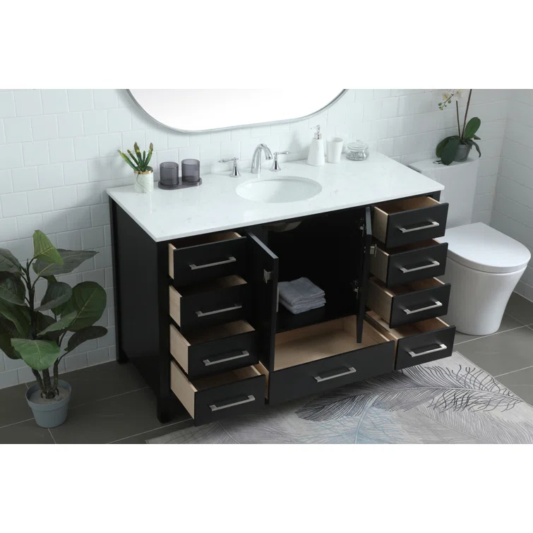 Irene 54'' Single Bathroom Vanity with Engineered Marble Top