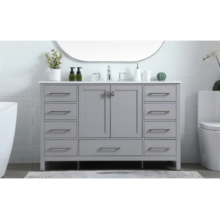 Irene 54'' Single Bathroom Vanity with Engineered Marble Top