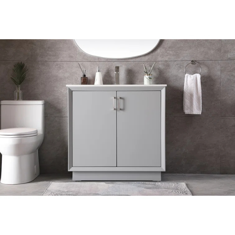 Hayes 36'' Single Bathroom Vanity with Engineered Marble Top