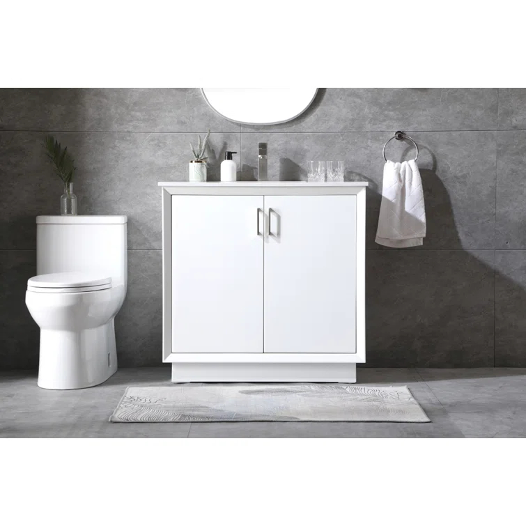 Hayes 36'' Single Bathroom Vanity with Engineered Marble Top