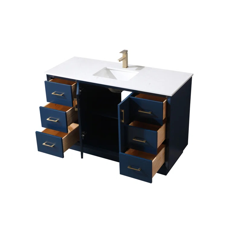 Hayes 54'' Single Bathroom Vanity with Engineered Marble Top
