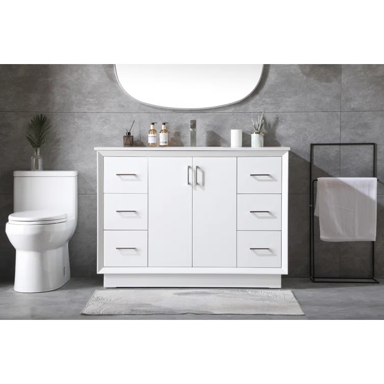 Hayes 54'' Single Bathroom Vanity with Engineered Marble Top