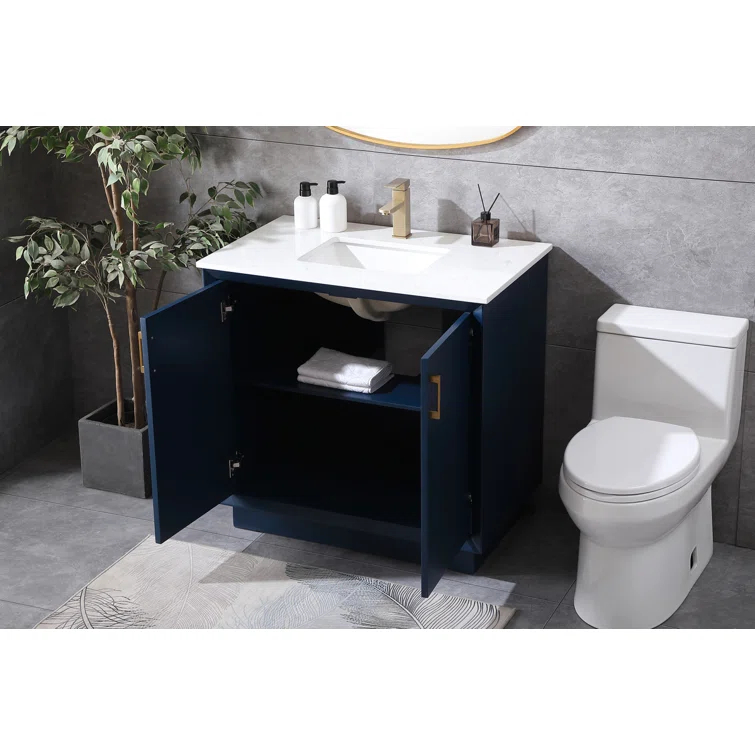Hayes 36'' Single Bathroom Vanity with Engineered Marble Top