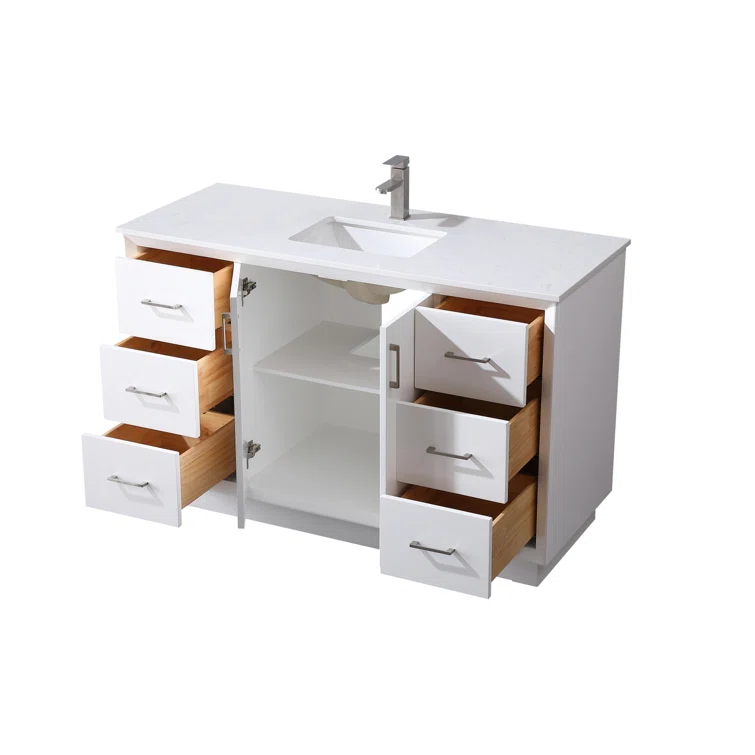 Hayes 54'' Single Bathroom Vanity with Engineered Marble Top
