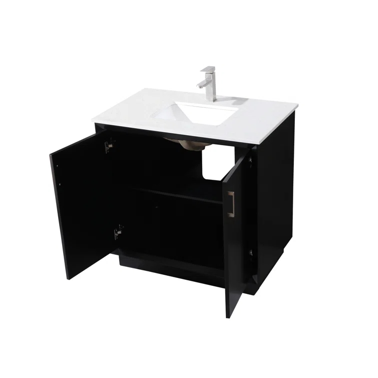 Hayes 36'' Single Bathroom Vanity with Engineered Marble Top