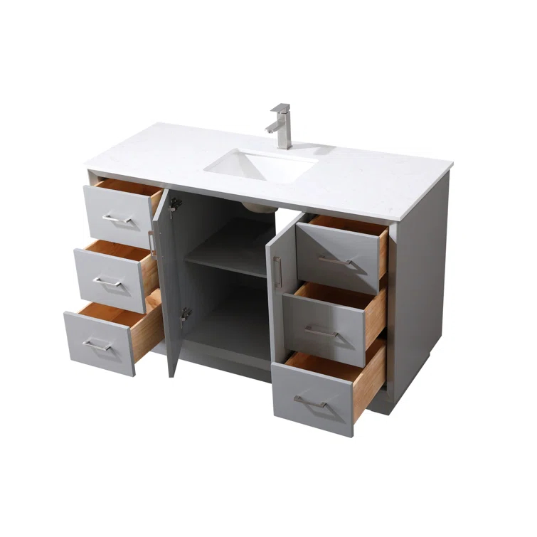 Hayes 54'' Single Bathroom Vanity with Engineered Marble Top