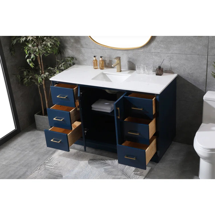 Hayes 54'' Single Bathroom Vanity with Engineered Marble Top