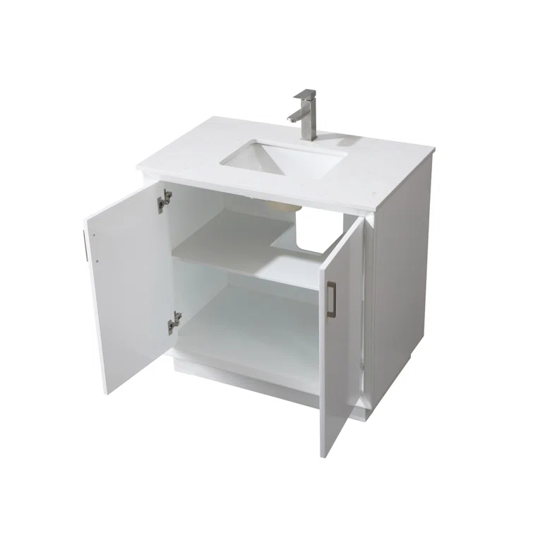 Hayes 36'' Single Bathroom Vanity with Engineered Marble Top