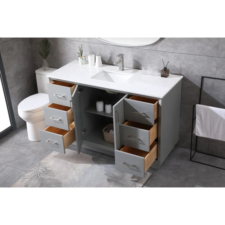 Hayes 54'' Single Bathroom Vanity with Engineered Marble Top