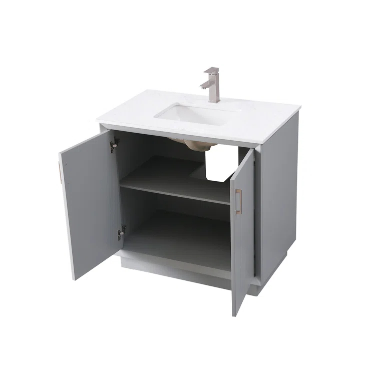 Hayes 36'' Single Bathroom Vanity with Engineered Marble Top