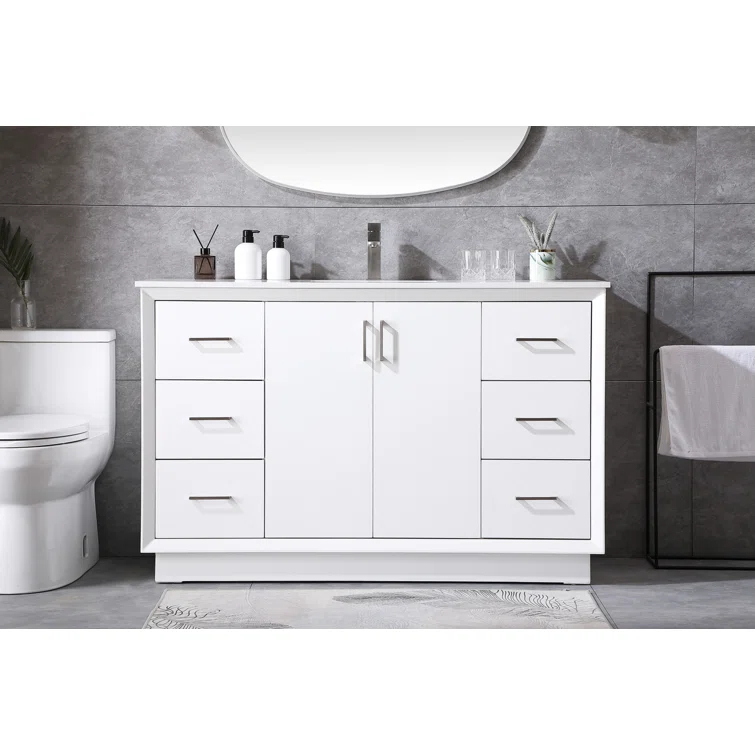 Hayes 54'' Single Bathroom Vanity with Engineered Marble Top