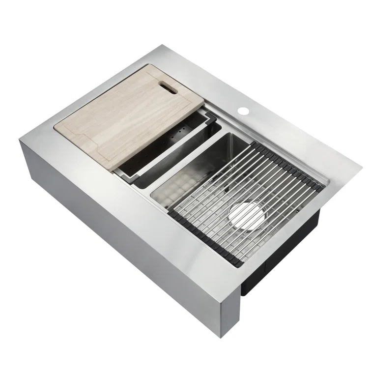 Blanchard 33'' L Dual Mount Double Bowl Stainless Steel Kitchen Sink