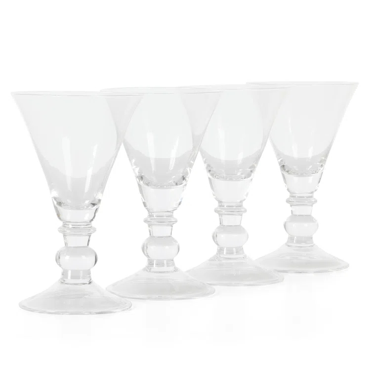 Martha Stewart Crispa 4 Piece 10 Ounce Handmade Goblet/Wine/Martini Glassware Set (Set of 4)