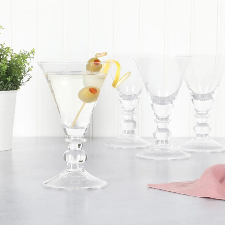 Martha Stewart Crispa 4 Piece 10 Ounce Handmade Goblet/Wine/Martini Glassware Set (Set of 4)