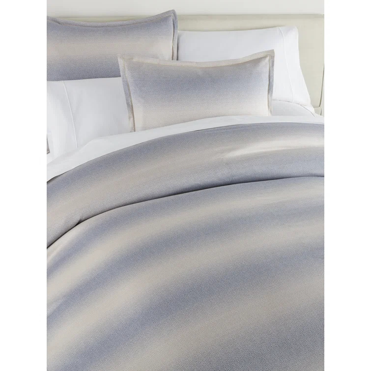 Peacock Alley Elena Blue/Beige 100% Cotton Coverlet