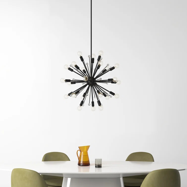24 Light Metal Dimmable Sputnik Chandelier