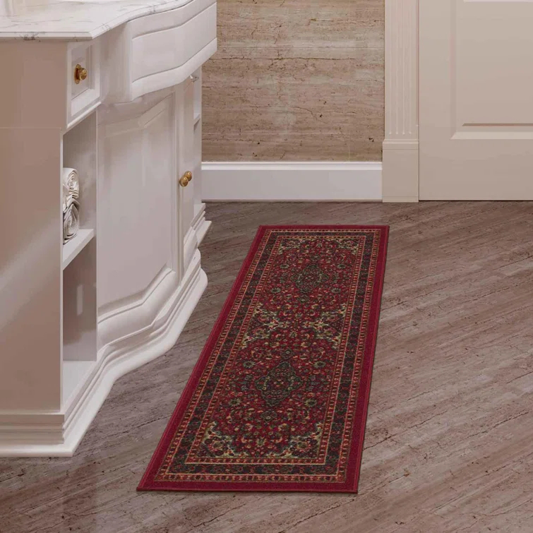 Ottohome Non-Slip Medallion Area Rug For Living Room, Hallway Runner, Entryway Rug, Seafoam Green
