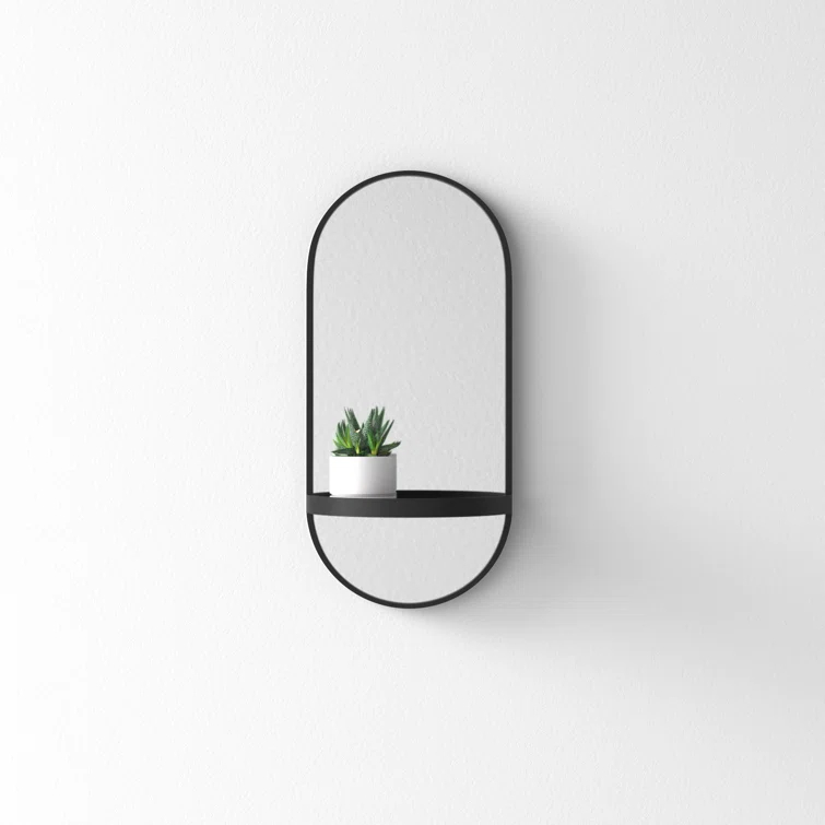 Lumi Metal Flat Mirror with Shelves