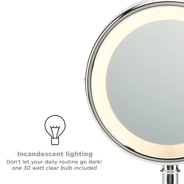 Conair Polished Chrome Double-Sided Round Mirror