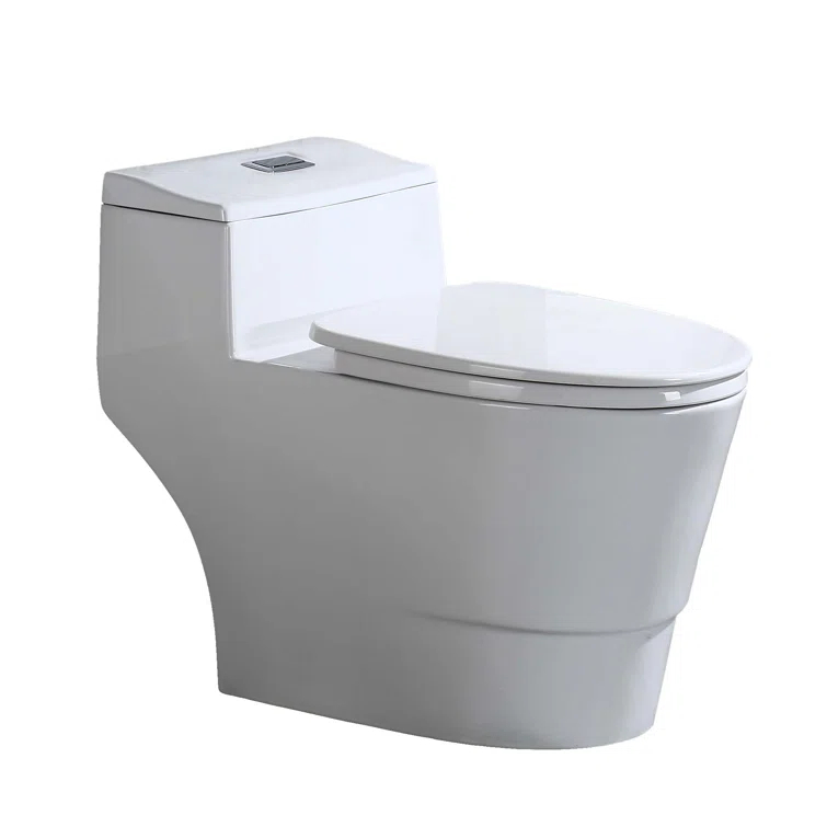 WoodBridge 1.6 Gallons GPF Elongated Comfort Height Floor Mounted One-Piece Toilet (Seat Included)