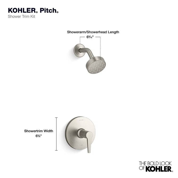Pitch Rite-Temp Shower Trim Set, Less Showerhead