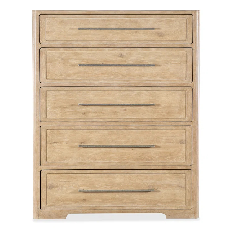 Beige Oak and Maple 5-Drawer Vertical Dresser
