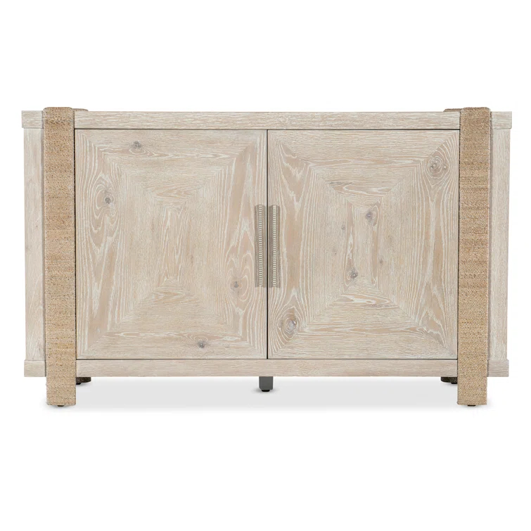 Beige Oak Veneer Transitional Sideboard with Rope-Wrapped Legs