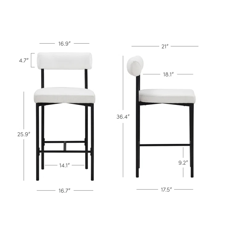 Upholstered Metal Stool (2-Piece Set)