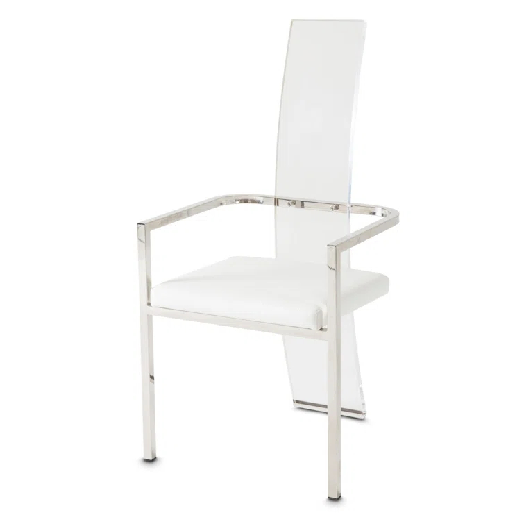 Michael Amini State St. Arm Chair in Satin White